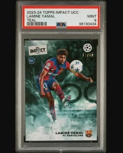 LAMINE YAMAL TOPPS IMPACT UCC 2023-24 TEAL 10/10 PSA 9 MINT - Imagen 1 de 2