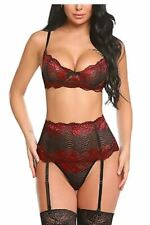 Women's Lingerie Set with Garter Belt Sexy Bra and Panty Underwire Lingerie Sets