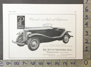 1929 AUTO CAR DU PONT MOTORS WILMINGTON SPEEDSTER MECHANIC COLLECTOR AD A-2593 - Picture 1 of 1