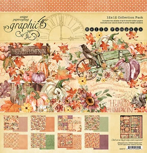 Graphic45 HELLO PUMPKIN PAQUETE COLECCIÓN ÁLBUM DE RECORTES (16) PAPELES + PEGATINAS - Imagen 1 de 10