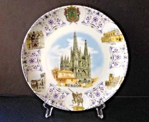 Vintage SPAIN Burgos Cathedral Coat of Arms Landmarks 7-5/8” Porcelain Plate - Picture 1 of 7