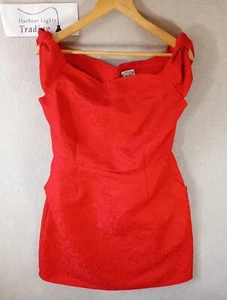 Vestido Joanie Mujer 14 M Texturizado Rojo Elegante Navidad/Boda Forrado - Imagen 1 de 17