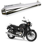 Universal Motorcycle Cafe Racer Exhaust Pipe Muffler Silencer Chrome For Harley