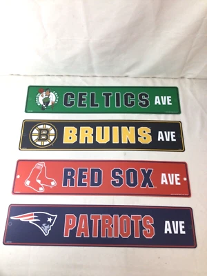 Boston Red Sox Patriots Celtics Bruins Plastic Street Sign Set of 4 City Series! - Image 1 of 2