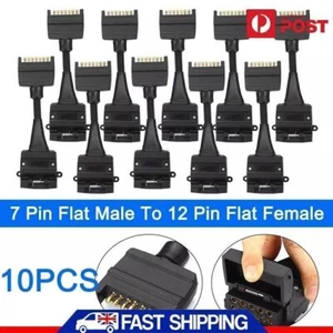 10PCS Trailer Adaptor 7 Pin Female Socket to 12 Pin Flat Male Plug Connector AU - Picture 1 of 10