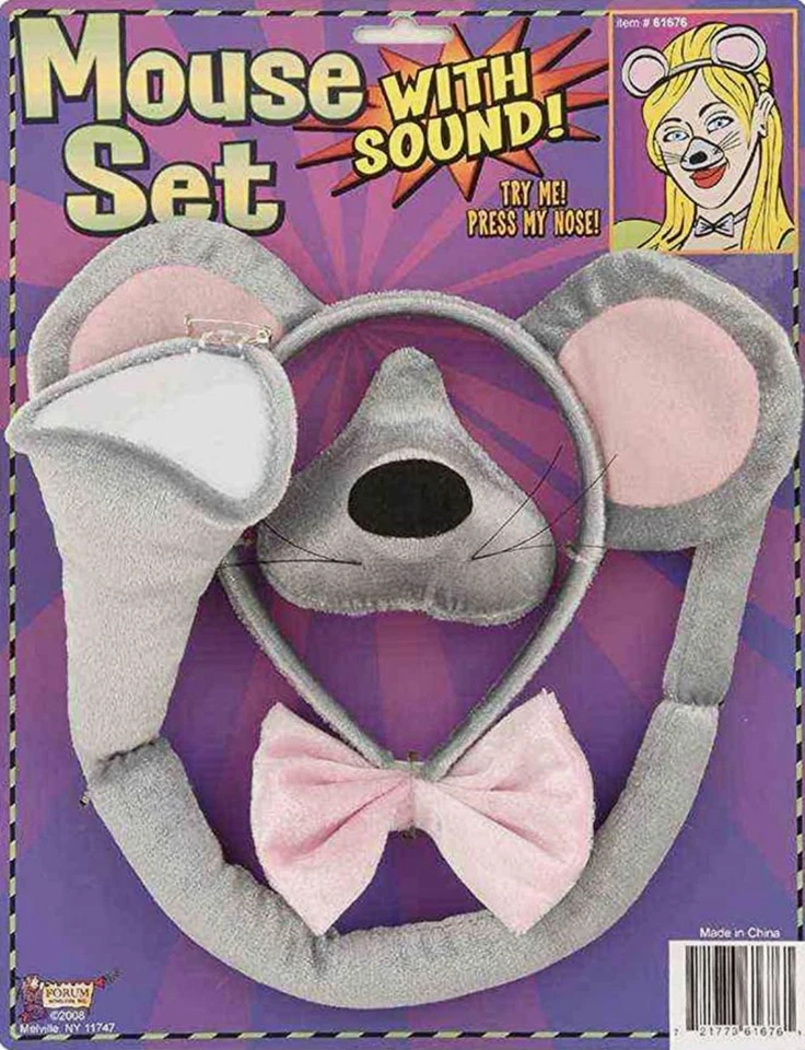 Mouse com Sound Animal 4 peças conjunto de acessórios fantasia, cinza, tamanho único - Imagem 1 de 2