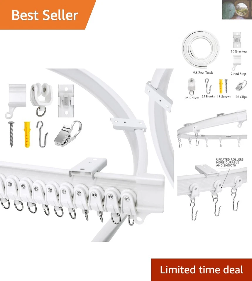 Flexible Bendable Shower Curtain Rods Straight Curved Track for Shape Bay Room