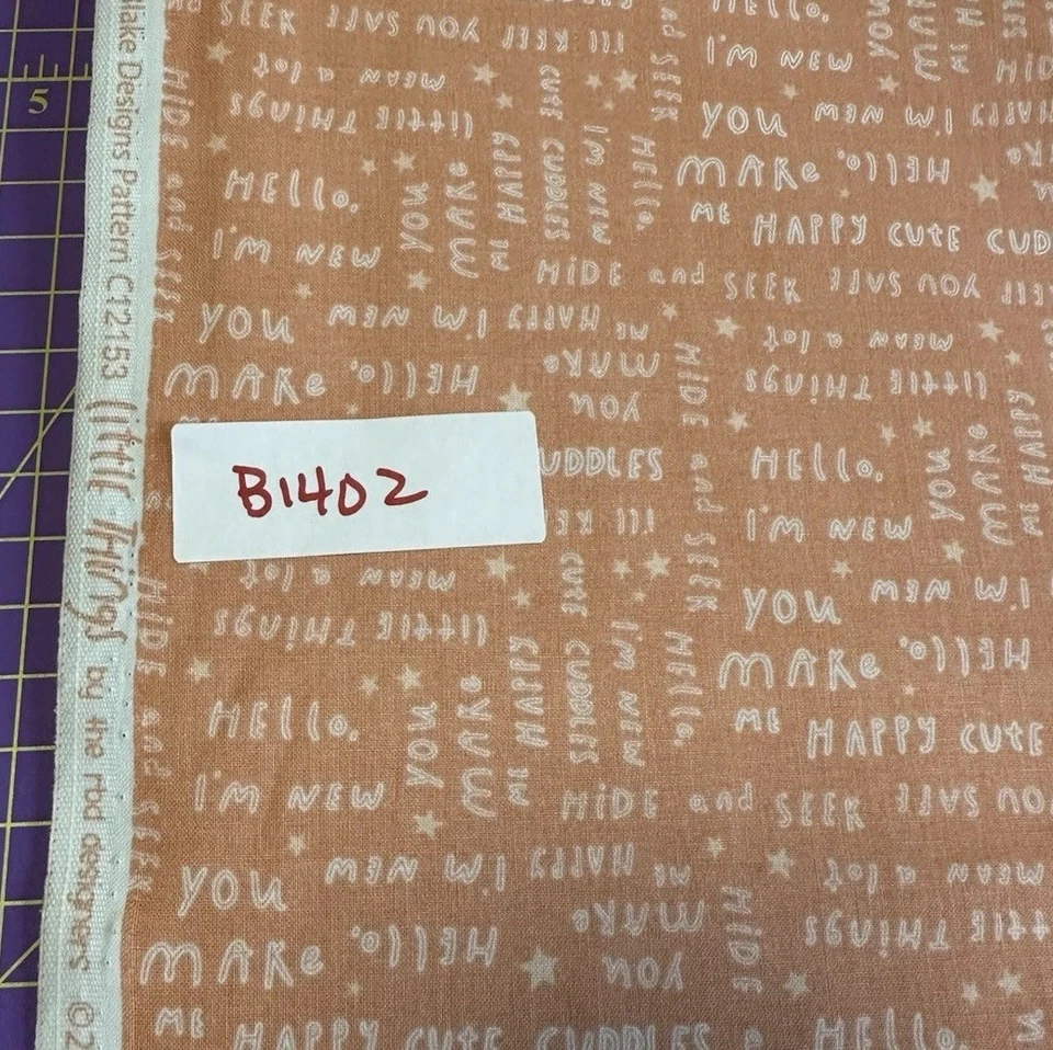 Edredón de algodón Little Things words On Peach Riley Blake tela artesanal media yarda Foto 1 de 1