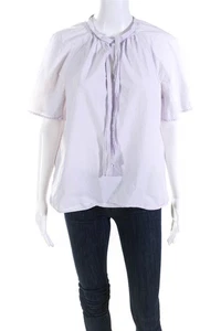 Top de popelina de manga corta de algodón púrpura talla 6 11339808 de Rebecca Taylor para mujer - Imagen 1 de 5