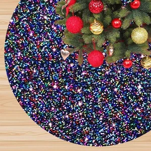 Rainbow Christmas Tree Skirt 60 Inches Sequin Tree Skirt for 8 FT Artificial ... - Picture 1 of 7