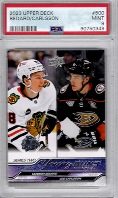 2023-24 Upper Deck Bedard Carlsson Young Guns lista de verificação RC #500 PERFEITO ESTADO PSA 9 - Imagem 1 de 2