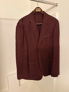 Red Barney’s New York Sport Coat Blazer 46R 100% Polyester Suit Set 34R Pants - Picture 1 of 5
