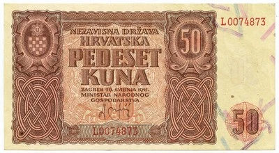 50 KUNA INDIPENDENT STATE OF CROATIA ZAGREB 26/05/1941 qFDS - Image 1 of 4