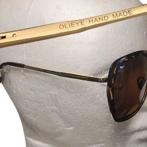 Handgefertigte Tigerauge Sonnenbrille Olieye Oversized Square Goldrand Unisex - Bild 1 von 10