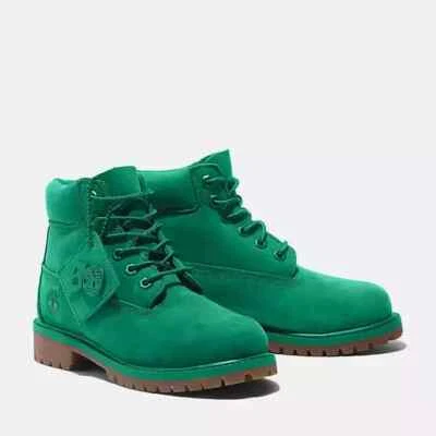 Timberland TB0A6C28J30 Niños Cuero Verde Premium 6 pulgadas Bota Impermeable GBNC307 Foto 1 de 4