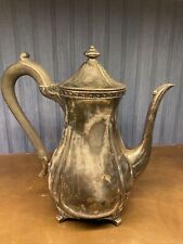 Vintage Northern Leaf Oneida Silver Plated Footed Teapot Wood Handle