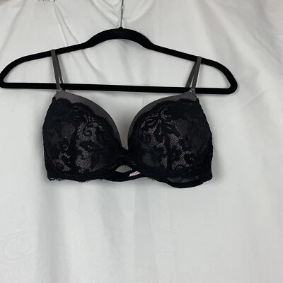 Native Intimates Black Bra Sz 36B Lace Underwire Padded Floral Pre Owned Women - Image 1 of 4
