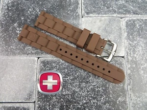 New Wenger Swiss Army Genuine Rubber Strap Brown Diver Band 20mm 19mm R X1 - Picture 1 of 4