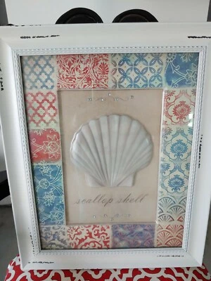  2 Beach Wall Art Prints, White Framed. Seashell and Starfish Home Decor - Image 1 of 4