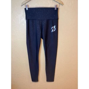 Peloton Show Up Sparkle Shiny Flex Leggings Black Silver Speckle Size Large - Picture 1 of 6