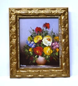 JARRÓN TEXTURIZADO FLOR ROSA 10" PINTADO A MANO PINTURA AL ÓLEO DECORACIÓN ARTE REGALO 492 - Imagen 1 de 3