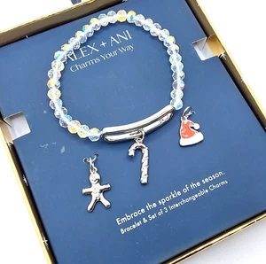 Alex + Ani Plata Mezcla Vacacional + Dije Combinado Elastizado Cristal Iridiscente Pulsera - Imagen 1 de 5