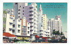 Looking North On Collins Ave From Lincoln Rd Miami Beach Fl. Vintage Postcard