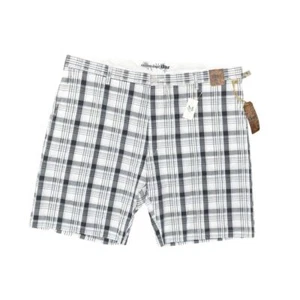 New Blue Pronto Uomo Cotton Bermuda Shorts White Blue Plaid Size 48 Big & Tall - Picture 1 of 7