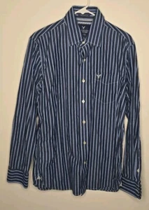 American Eagle Outfitters Button Up Dress Shirt Preppy Chest Pocket Medium - Picture 1 of 11