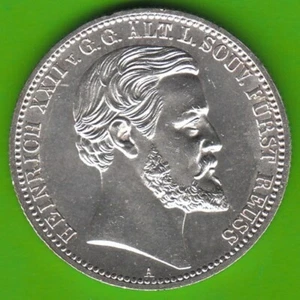 Münze Mark Silber Reuss älterer Linie 2 Mark 1892 toll erhalten nswleipzig - Picture 1 of 3