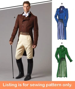 SEWING PATTERN Mens Costume Suit Coat Jacket Regency Victorian Jane Austen 8135 - Picture 1 of 3