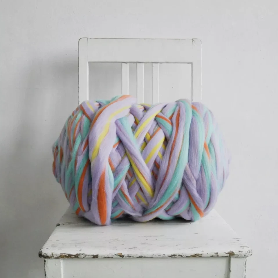 粗纱美利奴羊毛超柔软笨重手臂针织毯子移动毡 DIY — 第 1/4 张图片