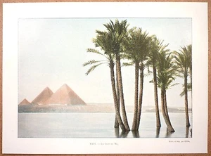 LA CRUE DU NIL en Égypte avec les pyramides - Photochromie fin 19ème gravure - Bild 1 von 1