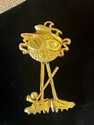 Vintage Anthropomorphic Golf Ball Pin Gold Tone Golf Ball with Sunglasses