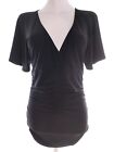 Gharani Strok  Size 10 (38) Black Tunic Blouse Short Sleeve