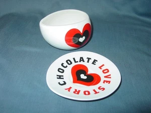 MAX BRENNER Hug Mug Cup & Saucer Chocolate Love Story Hearts - Picture 1 of 6