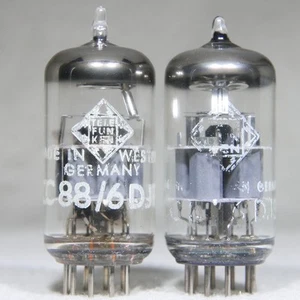 Matched Pair Telefunken ECC88/6DJ8 O-Getter Diamond on Bottom Germany Strong - Picture 1 of 15