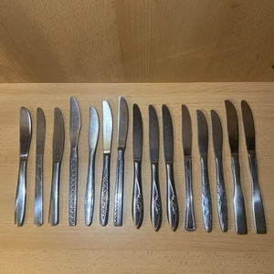 Vintage Mid Century Modern Lot of 15 Butter Knives Atomic Design Stainless Steel - Picture 1 of 6