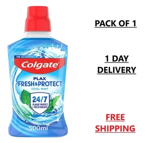 Colgate Plax Cool Mint Antibacterial Mouthwash, 500ml 500 ml (Pack of 1) - Picture 1 of 8