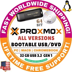 PROXMOX LINUX OS USB / DVD BUILD 23, 25 ALL VERSIONS / 64-BIT / LIVE BOOT MAC/PC - Picture 1 of 6