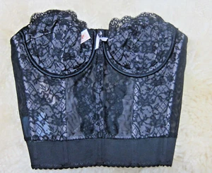 NOS VTG 50's Black & Pink Lady Marlene Bustier Corset Long Line Bra 34C - Picture 1 of 13