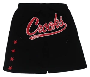 Crooks & Castles Men's Stars Fleece Sweat Shorts in Black - Picture 1 of 2