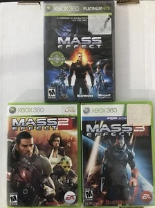 Mass Effect 1 2 3 Trilogy (Microsoft Xbox 360) - 1&2 w/ Manuals- 1 Platinum Hits - Picture 1 of 7