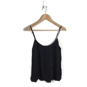 L’agence Tank Top M Black Silk Polka Dot Print Pleated Sleeveless Scoop NWOT - Picture 1 of 7