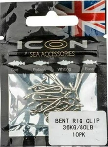 Leeda Icon gebogener Rig Clip 36kg/80lb 10er-Pack