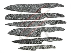 6er SET Damaststahl KOCH KÜCHE LEER KLINGEN MESSERHERSTELLUNG maßgeschneidert handgefertigt - Bild 1 von 4