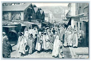 c1950's Algeria Arab Quarter Crowd One Day Walk Vintage Posted Postcard - Picture 1 of 2