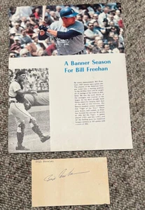 Bill Freehan SIGNED VINTAGE INDEX CARD + page from 1968 Detroit Tigers Yearbook - Picture 1 of 4