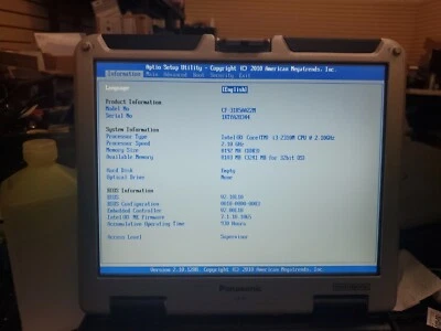 Panasonic Toughbook CF-31 MK-2 i3 2310M @ 2,40 GHz 8 GB 930 HORAS diésel sin HD/CAD Foto 1 de 4
