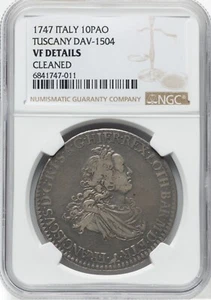 ITALY/ITALIAN STATES TUSCANY 1747 FRANCESCONE SILVER COIN, NGC CERTIFIED VF DET. - Picture 1 of 2